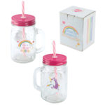 Cute Unicorn Drinking Jar with Straw