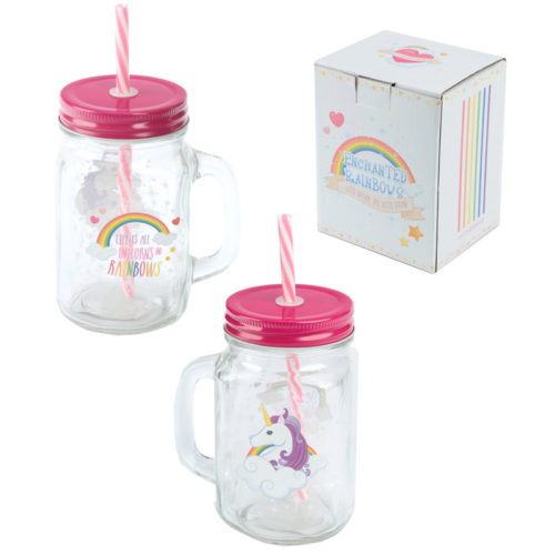 Cute Unicorn Drinking Jar with Straw