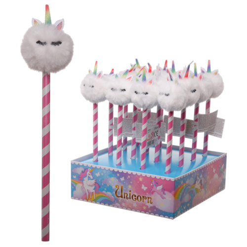 Cute Unicorn Pencil with Fluffy Topper