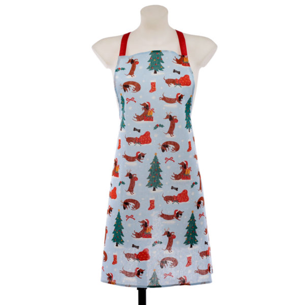 Dachshund Through The Snow Christmas Poly Cotton Apron