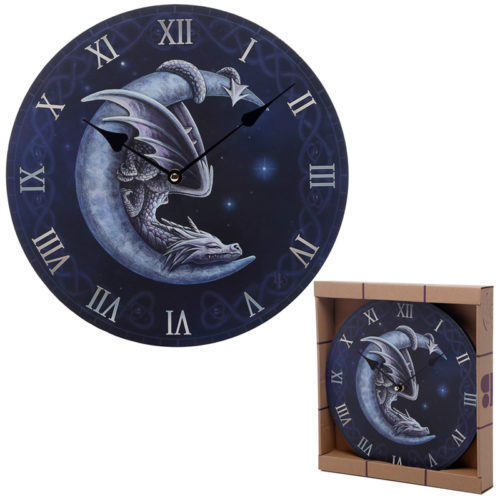 Decorative Fantasy Sweet Dreams Dragon in Moon Wall Clock