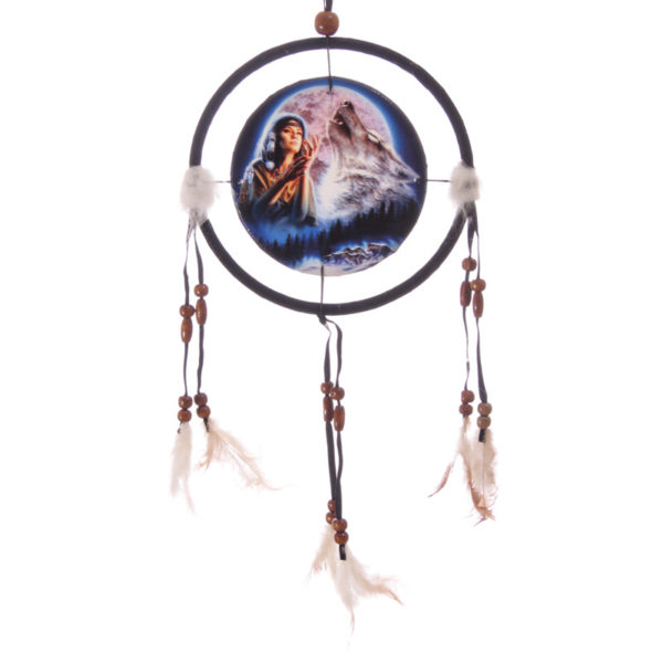 Decorative Midnight Wolf Moon 16cm Dreamcatcher