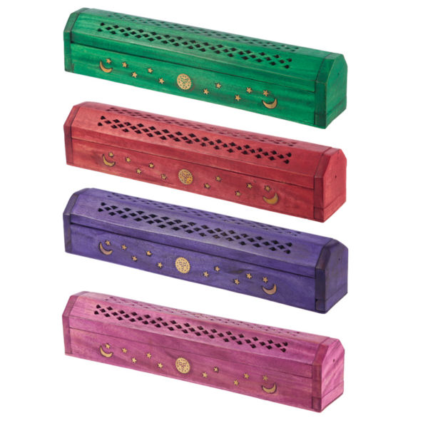 Decorative Sun and Moon Wooden Incense Burner Box