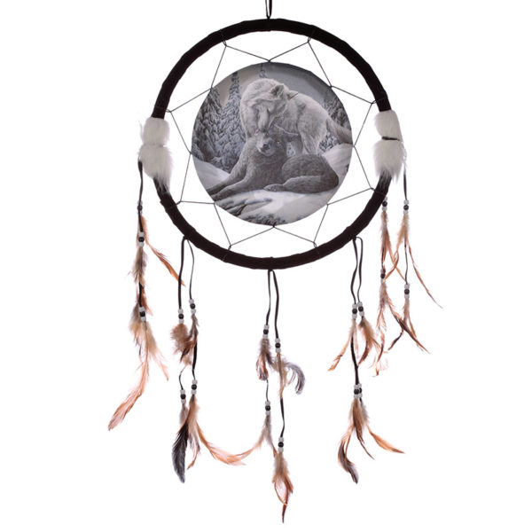 Decorative Wolf Snow Kisses 33cm Dreamcatcher