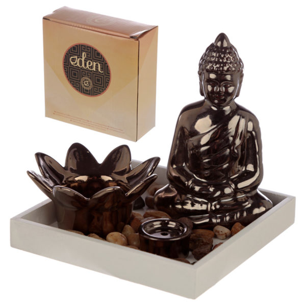 Eden Aroma Set - Buddha  and  Lotus Candle  and  Incense Burner