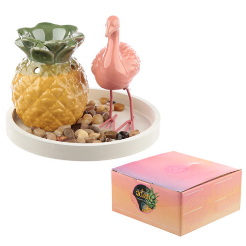 Eden Aroma Set - Pineapple Oil Burner  and  Flamingo Decoration