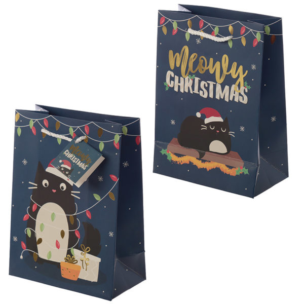 Feline Fine Christmas Cat Design Medium Gift Bag
