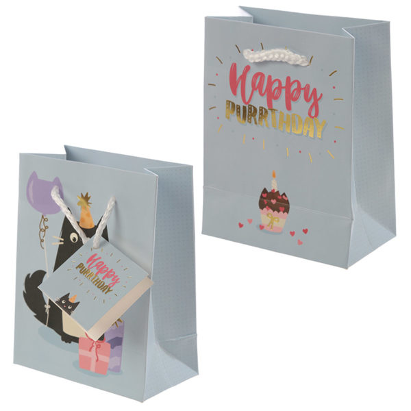 Feline Fine Happy Purrthday Cat Design Small Gift Bag