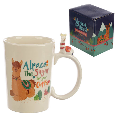 Fun Alpaca Slogan Shaped Handle Ceramic Mug