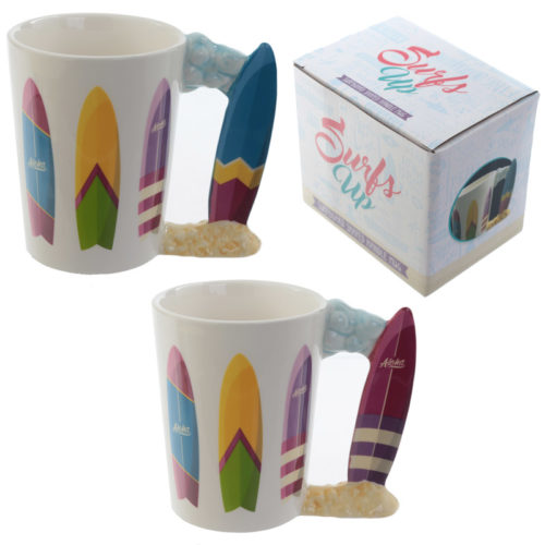 Fun Beach Themed Surf Board Shaped Handle Ceramic Mug