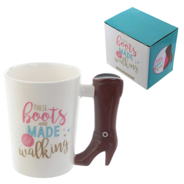 Fun Boot Shaped Handle Slogan Ceramic Mug