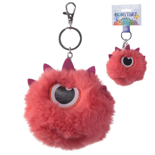 Fun Collectable Pom Pom Keyring - Orange Monster