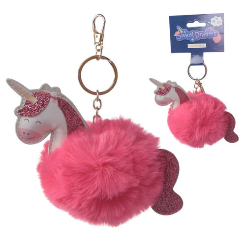 Fun Collectable Pom Pom Keyring - Unicorn