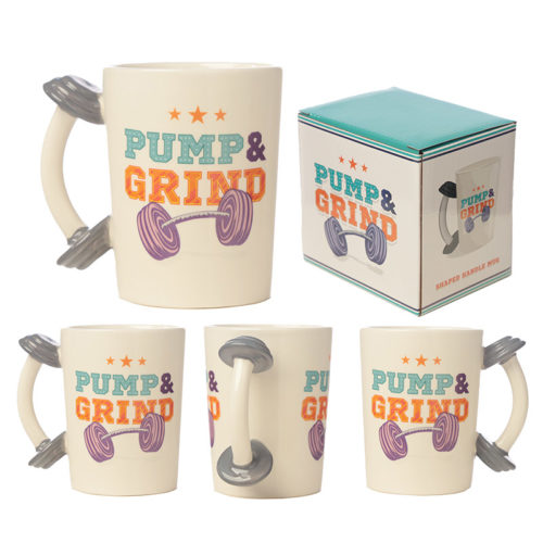 Fun Dumbbell Shaped Handle Ceramic Collectable Mug