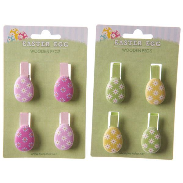 Fun Easter Egg Design Pack of 4 Decorative Craft Pegs