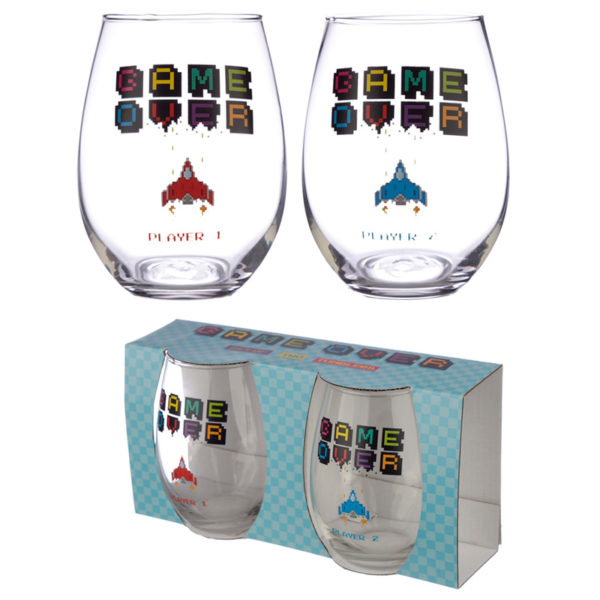 Fun Game Over Gaming Glass Tumbler Set of 2