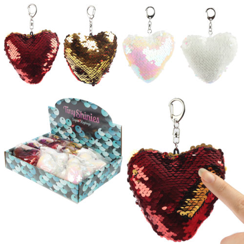 Fun Heart Shaped Glitter Sequin Keyring Key Chain