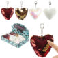 Fun Heart Shaped Glitter Sequin Keyring Key Chain