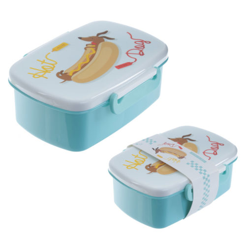 Fun Hot Dog Sausage Dog Design Clip Lid Plastic Lunch Box