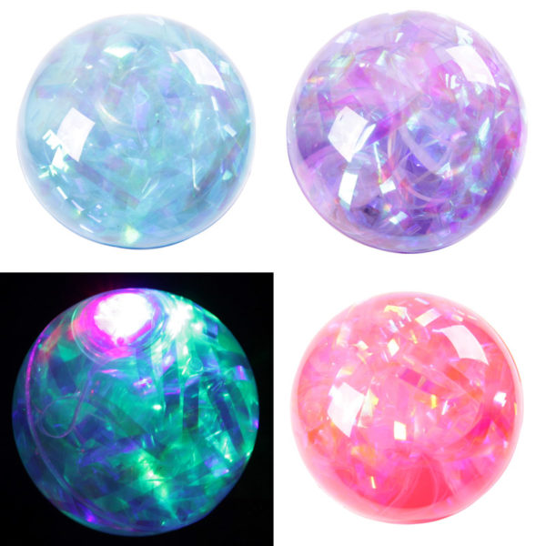 Fun Kids Flashing Rubber Bouncy Ball - Multi Glitter