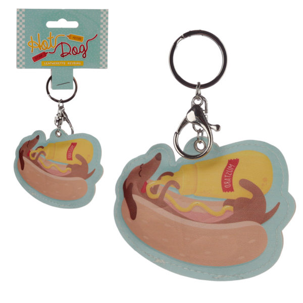 Fun Leatherette Hot Dog Keyring