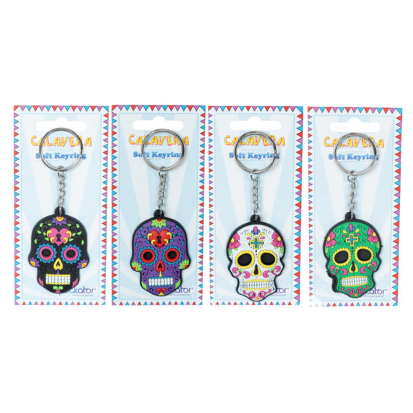 Fun Novelty Day of the Dead Skull PVC Keyring