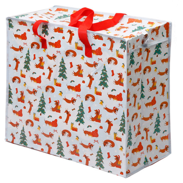 Fun Practical Laundry  and  Storage Bag - Christmas Dachshund
