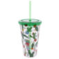 Funky Cactus Double Walled Cup with Lid and Straw