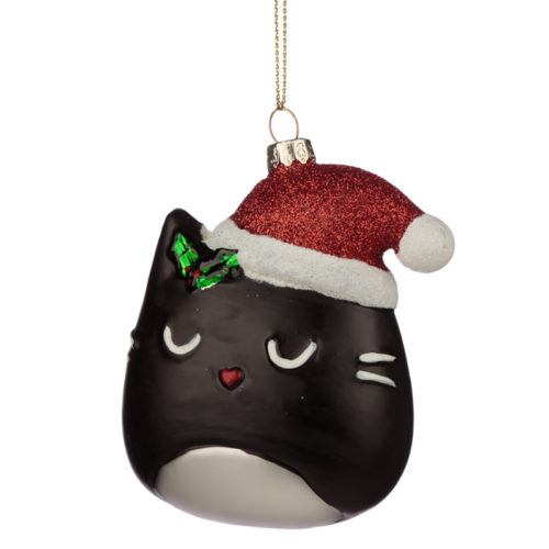 Glass Christmas Bauble - Feline Fine Cat Head