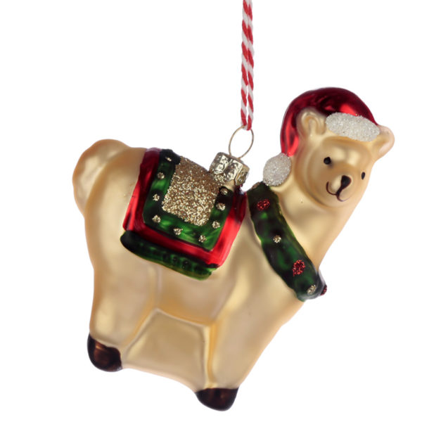 Glass Christmas Bauble - Llamapalooza Llama