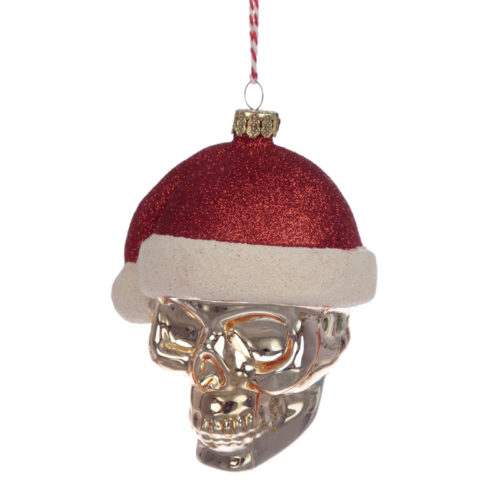 Glass Christmas Bauble - Santa Skull