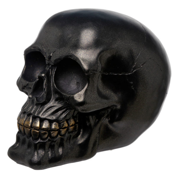 Gothic Metallic Black Skull Ornament