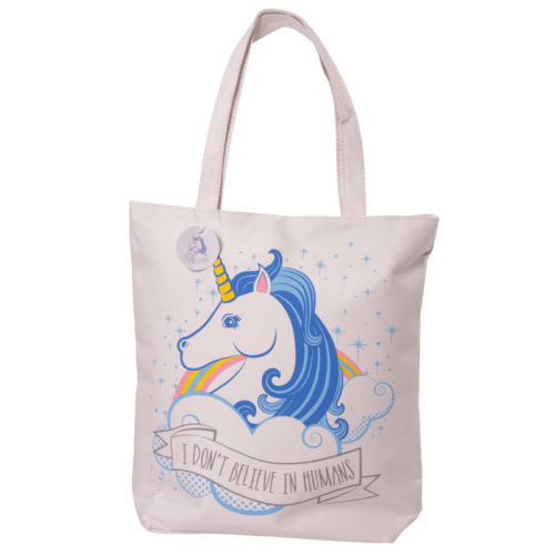 Handy Cotton Zip Up Shopping Bag - Unicorn