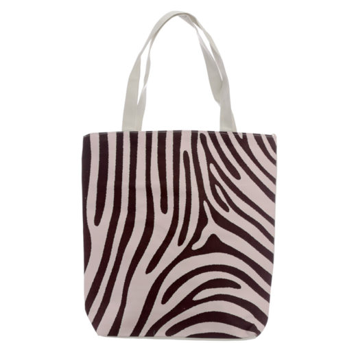 Handy Cotton Zip Up Shopping Bag - Zebra Print Wild Life