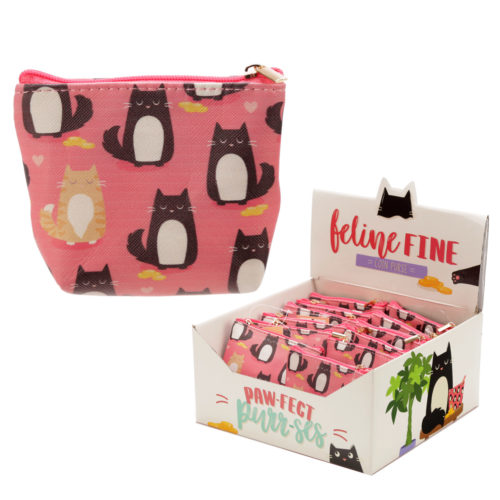 Handy PVC Make Up Bag Purse - Feline Fine Cat Design