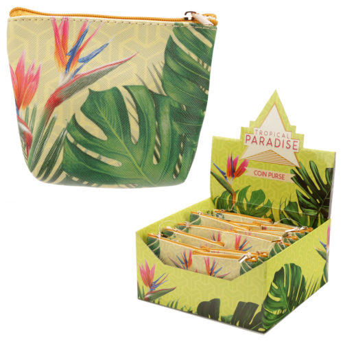 Handy PVC Make Up Bag Purse - Tropical Cheese Plant Design