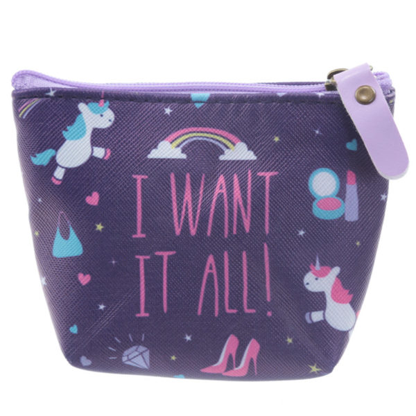 Handy PVC Make Up Bag Purse - Unicorn Design