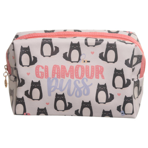 Handy PVC Make Up Toilet Wash Bag - Glamour Puss Cat Design