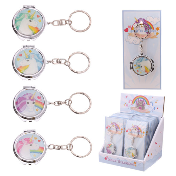 Handy Unicorn Rainbow Pocket Keyring Compact Mirror