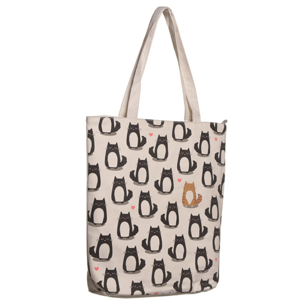 Handy Zip Up Shopping Bag - Cat Design