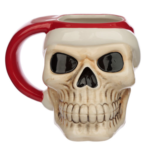 Jingle Bones Christmas Skull Shaped Ceramic Mug