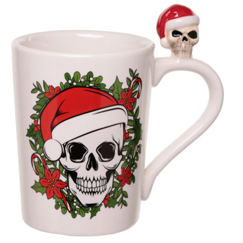 Jingle Bones Skull on Handle Christmas Ceramic Mug