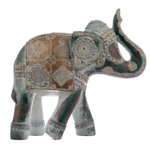 Large Decorative Turquoise and Gold Elephant