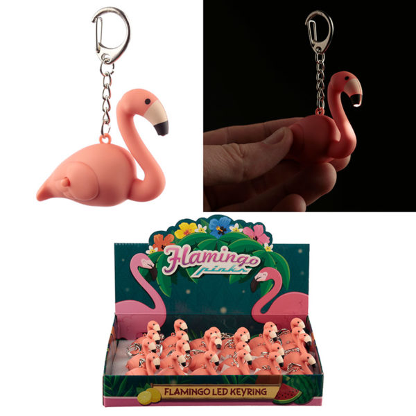 Light and Sound Flamingo Keyring