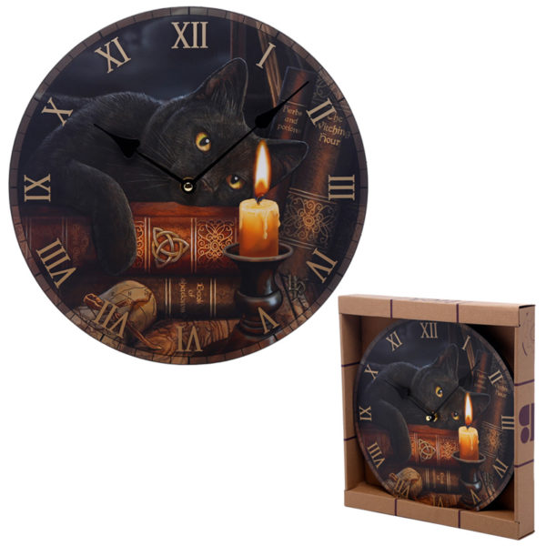 Magical Witching Hour Cat Lisa Parker Design Wall Clock
