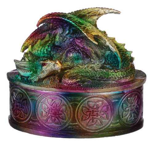 Metallic Rainbow Dragon Trinket Box