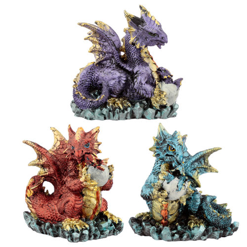 Mother and Hatching Baby Elements Dragon Figurine