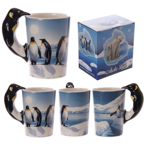 Novelty Arctic Design Penguin Shaped Handle Mug