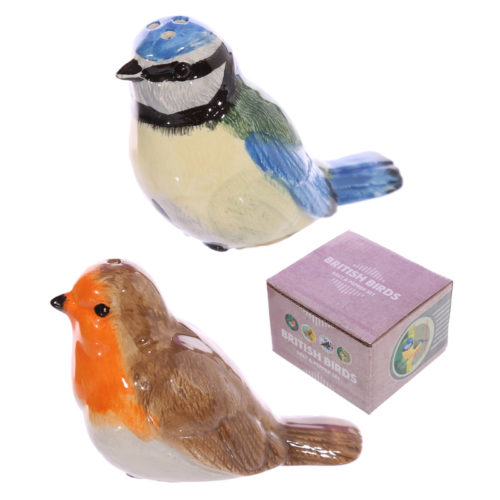 Novelty British Birds Blue Tit and Robin Salt and Pepper Set