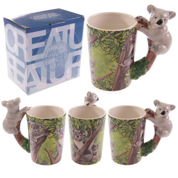 Novelty Ceramic Jungle Mug with Koala Shaped Handle